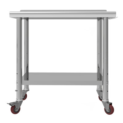 Stainless Steel Wheels Undershelf Table for Prep & Work with Backsplash