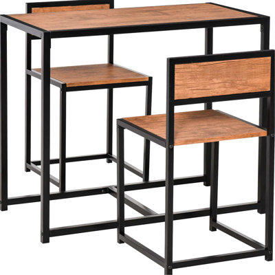 3 Industrial Dining For Two People - Small Space Option Table And Steel Legged Chairs Comfortable Easy To Care For 2 , Kitchen Chairs. Solid Construct