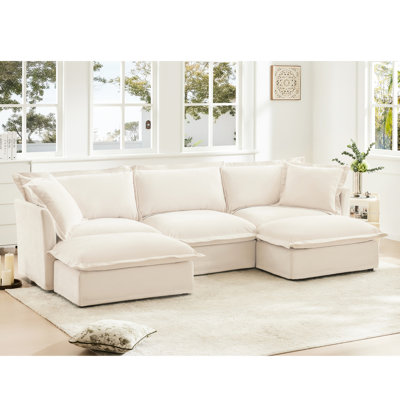 Canapé modulaire en chenille 3 places, siège profond confortable, style de salon moderne, housse, conception à bords français, confortable pour