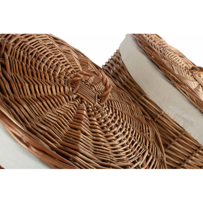 Wicker 2 Piece Lined Laundry Basket Set, Light Steamed