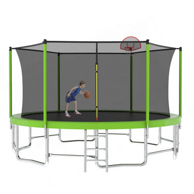 15FT For Kids Children With Safety Enclosure Net Outdoor Backyards Large Recreational Trampoline
