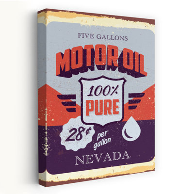 Vintage Nevada Motor Oil Retro Vintage Wall Art Print 1 Piece Wrapped Canvas Wall Art
