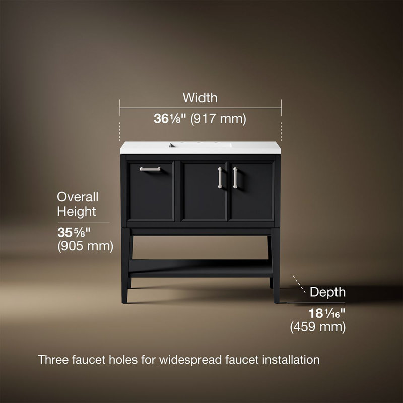 Winnow 36-In Bathroom Vanity Set, Slate Gray