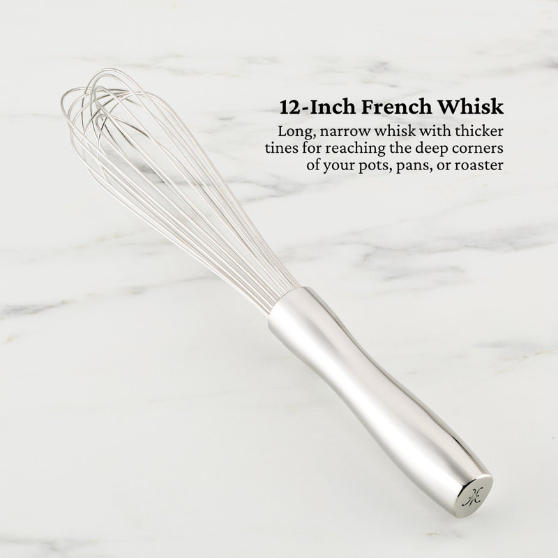 Hestan Provisions 6Pc Deluxe Tool Set: Porcelain Bain Marie, Stainless Steel Solid Spoon, Ladle Pasta Fork, Turner/Spatula, French Whisk