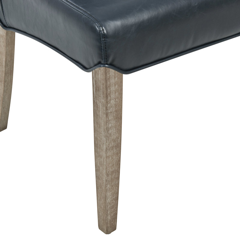 Yonkers 19'' H Upholstered Side Chair, Bonded Leather, Vintage Blue