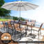 Ensemble de 9 chaises de table de salle à manger de patio, 86,5 po L Table de salle à manger avec trou pour parasol