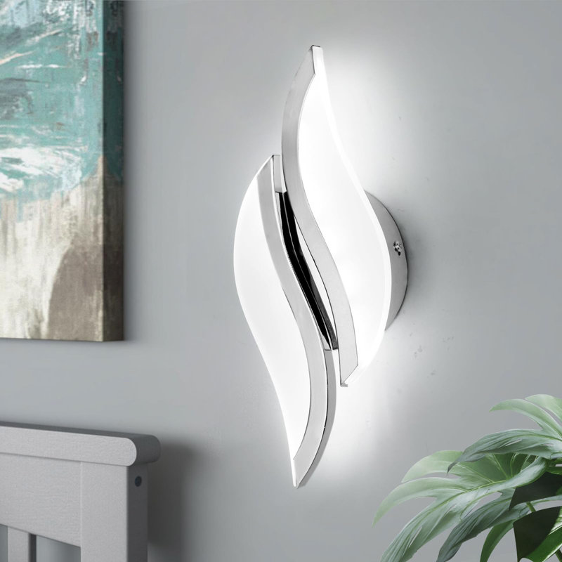 Modern LED Wall Sconce 6000K Cold White Chrome Indoor Wall Light Fixtures Acrylic Wall Sconce Lighting