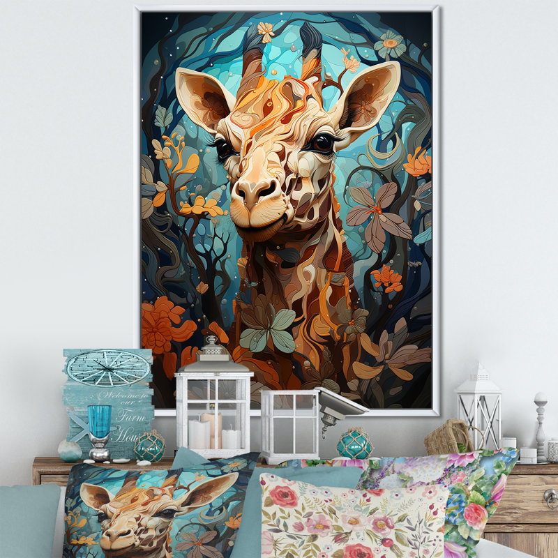 «Teal Fantasy Tall Tale» sur toile, Cadre flottant blanc, H 40 po x l 30 po x P 1,5 po