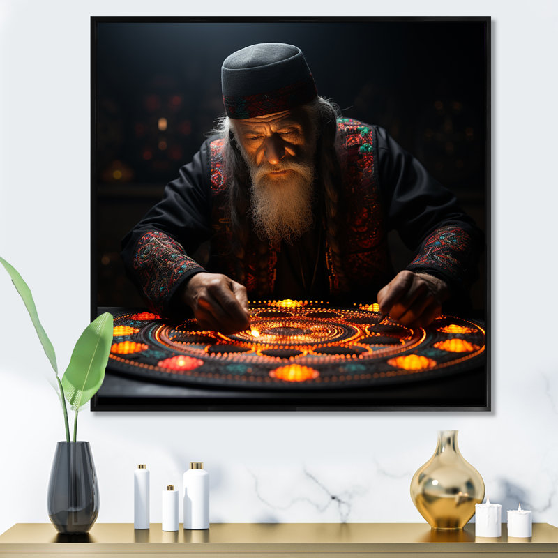 «Judaism Kippah Traditions» sur toile, Cadre flottant noir, H 30 po x l 30 po x P 1 po