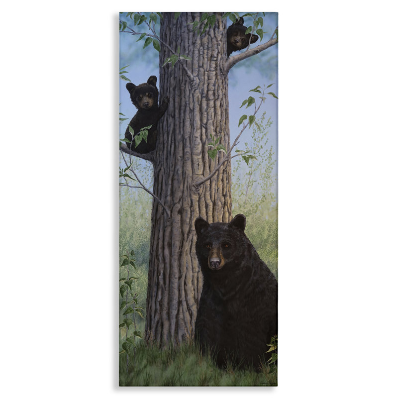  «Mama Bear & Cubs», art mural sur toile par Valerie Rogers, H 24 po x l 10 po