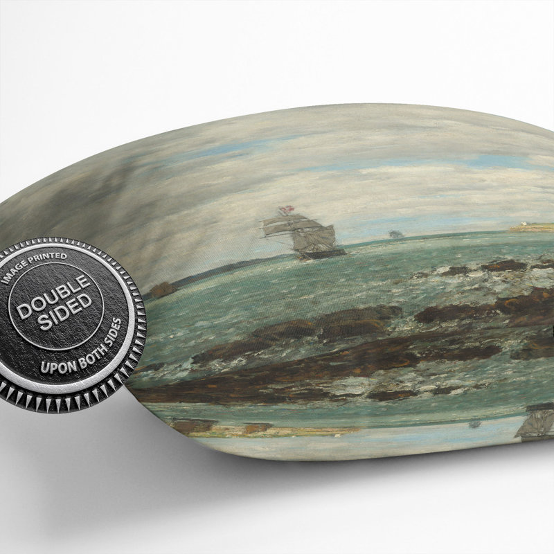 Coast of Brittany Scatter Cushion, 40cm H x 40cm W x 15cm D, Cream/Green/Black