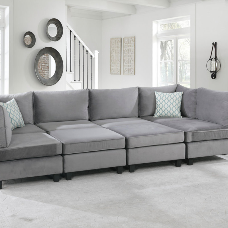 Canapé modulaire en velours 8 pièces