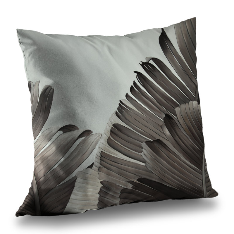 Grayscale Tropical Leaves - Brown Exotic – Throw Pillow Cover Only, Double-Sided Print, Insert Not Included