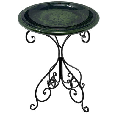 Birds and Beyond 19"D Fiber Clay Birdbath Bowl on 25"H Metal Base Shiela Collection