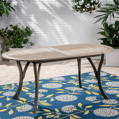 70" Wood Patio Dining Furniture - Graceful Gray Appearance Classy Table Included