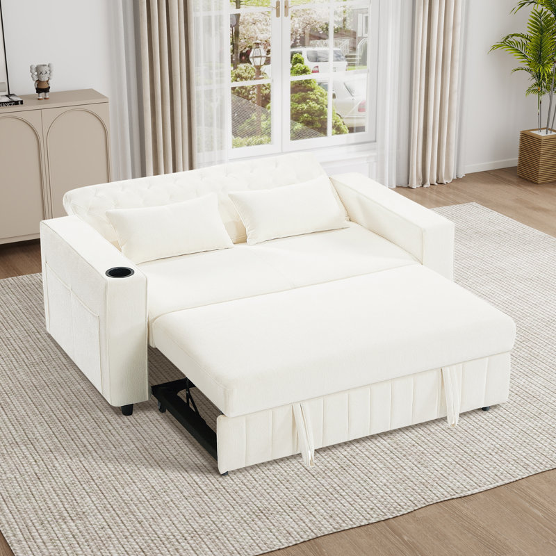 Canapé-lit convertible l 61,2 po avec dossier réglable, Beige