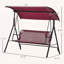 Balancelle 3 personnes avec support et auvent réglable Outsunny, rouge vin-1649591289