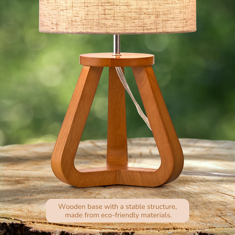 14.57" H Solid Wood Dimmable Table Lamps, Dark Pearwood