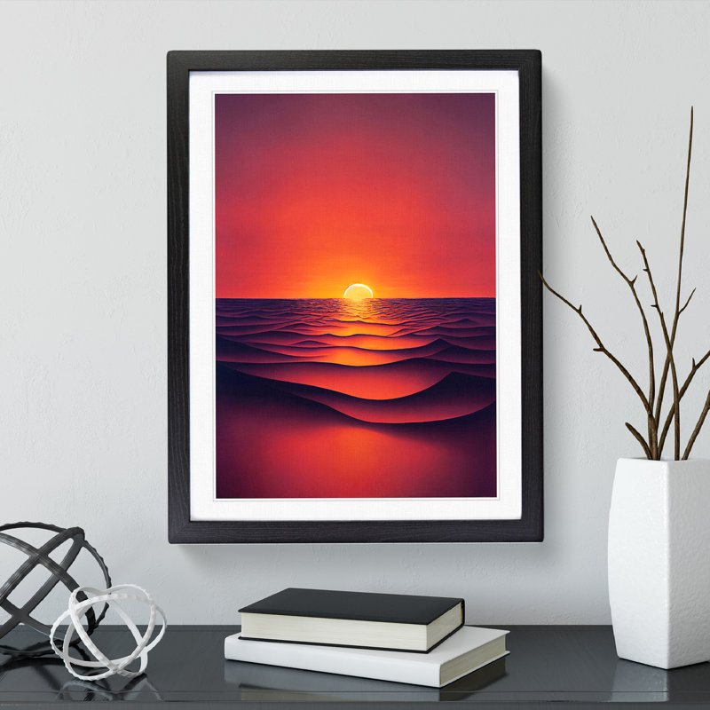 Wonderful Ocean Sunset - Single Picture Frame Print, Black Framed, 64cm H x 46cm W x 2cm D