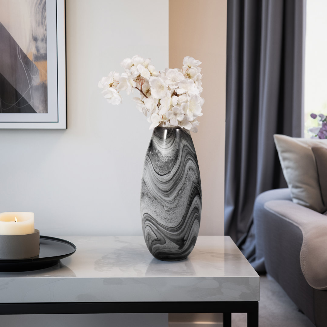 Katrina Grey Swirl Glass Vase Wade Logan® 