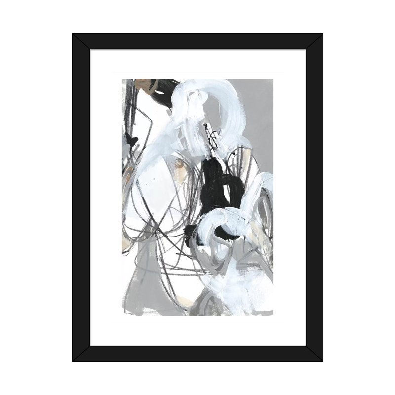 Reproduction d’art, "emmêlé threads III" par June Erica, H 24 po x l 16 po x P 1 po, Papier encadré noir, Blanc