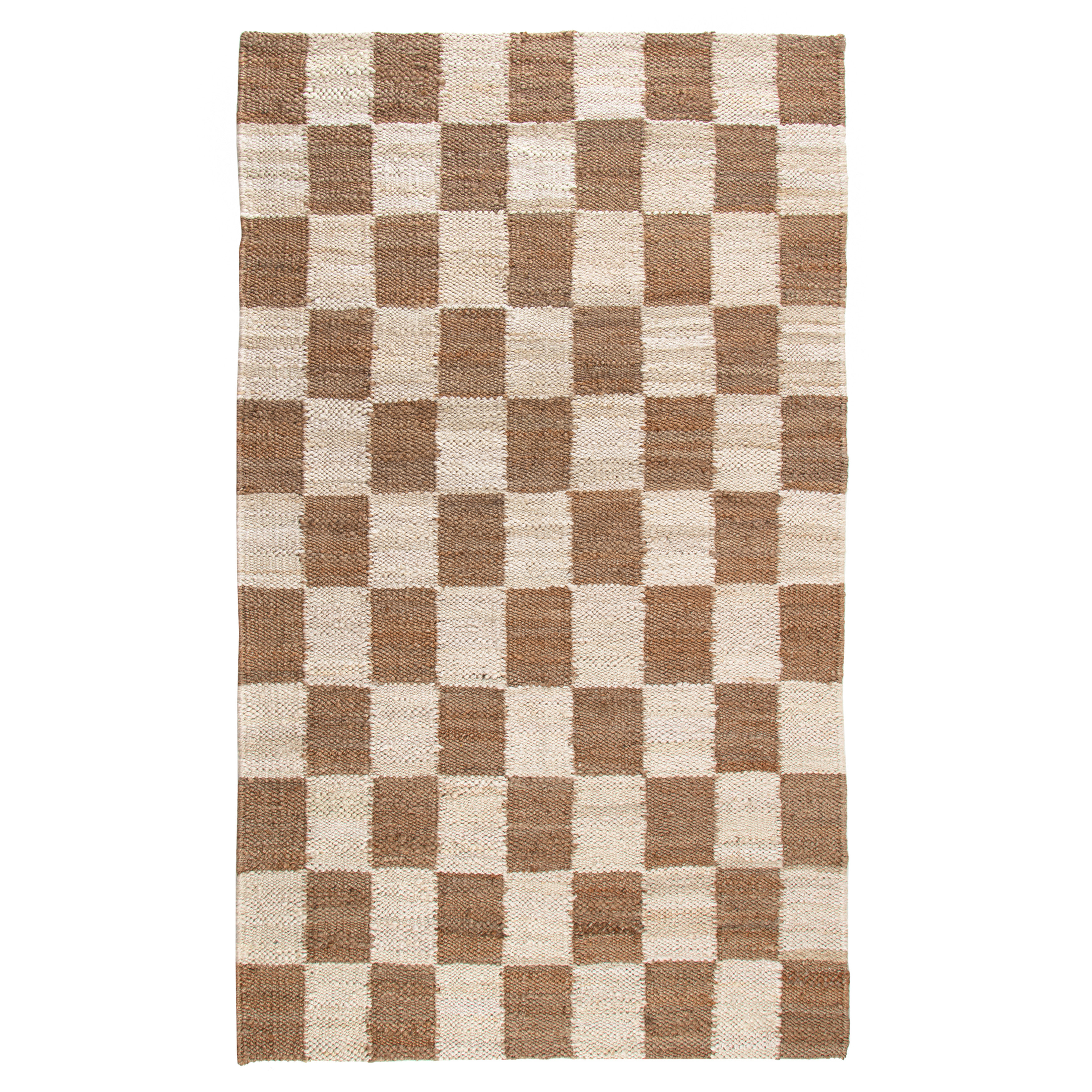 Cheapest 2x3 Brown and White Checkered Runner Rug.