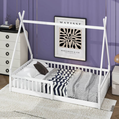 Twin Size House Bed With Fence