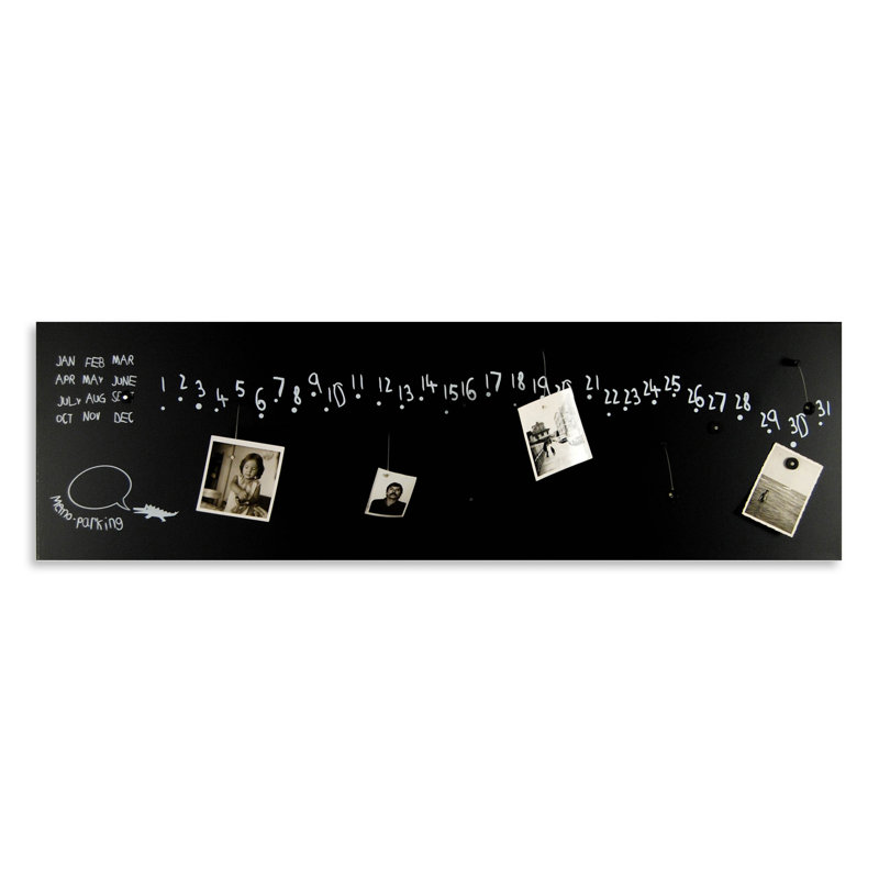 Perpetual Calendar Magnetic Wall Mounted Photo Memo Board, Black