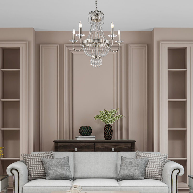 Rachedi 5 - Light Dimmable Empire Chandelier, Brushed Nickel