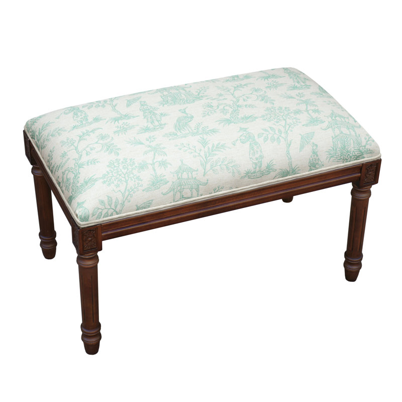Banc en bois massif Cambel, Noyer / turquoise Cathay