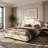 Queen Size Curve-Shaped Headboard Boucle Fabric Upholstered Bed Frame, With Metal Frame No Spring Box Needing Bed-1484384271