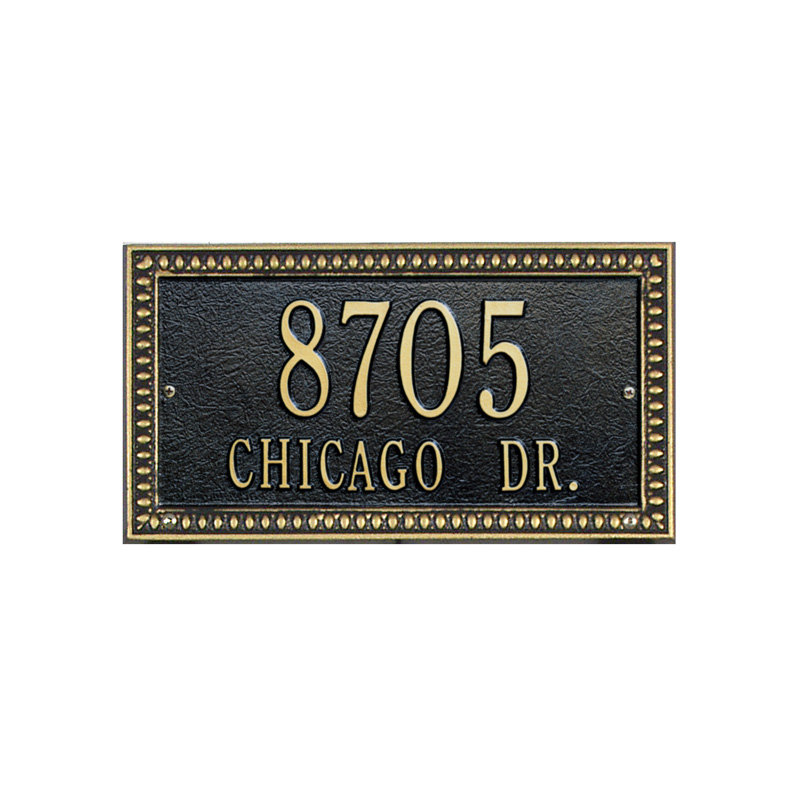 Egg and Dart 2-Line Wall Address Plaque, Antique Copper, Yes