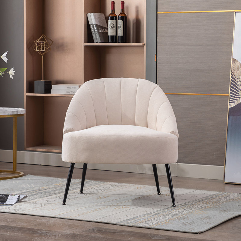 Fauteuil demi-tonneau en polyester 26 po, 100 % polyester crème