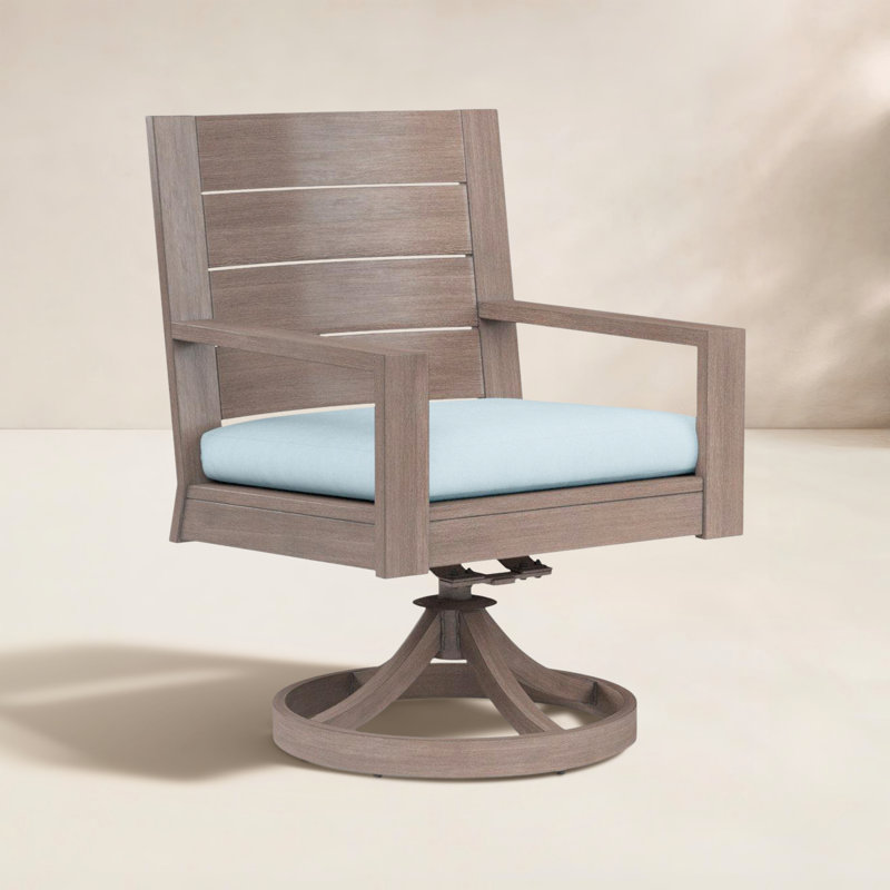 Laguna Swivel Patio Dining Armchair with Cushion, Canvas Skyline Sunbrella®