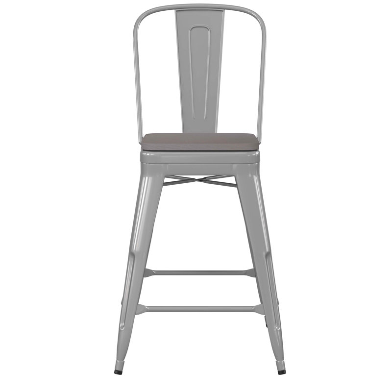 Britian All-Weather Commercial Counter Stool with Removable Back & Poly Resin Seat, Counter Stool (24.25" Seat Height)