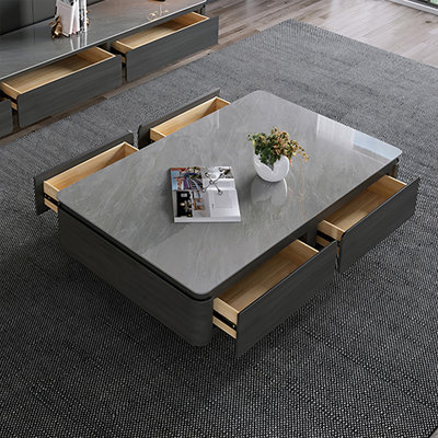 Table basse rectangulaire en bois manufacturé gris