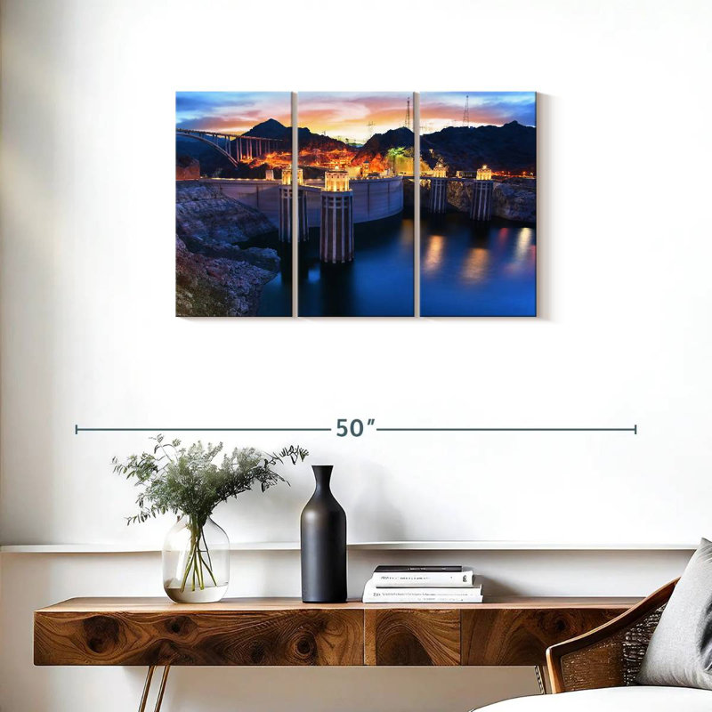 Rorry Hoover Dam At Night, 20" H x 33" W
