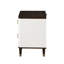 Table de chevet 2 tiroirs blanche et brune avec port USB