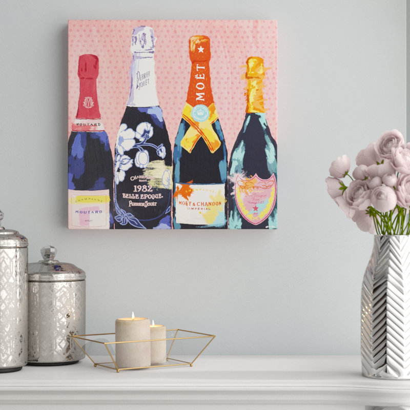 Drinks and Spirits Pass The Bottle! Champagne - impression sur toile tendue, H 24 po x l 24 po, Toile tendue