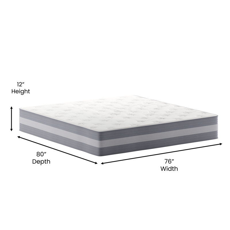 Wayfair Sleep 12 Inch Pocket Spring and Foam Hybrid Mattress, King, Light Gray