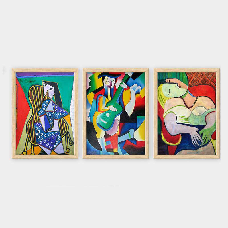 Superbe ensemble de peintures décoratives encadrées (3 pièces) de 21,7 po x 29,5 po chacune | Cadre 100% bois avec polystyrène de 0,8 pouce | Impression numérique UV | Parfait pour la décoration murale de salon, de bureau et de galerie