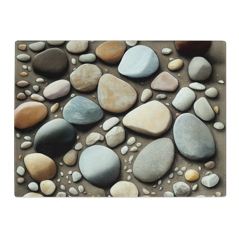 Great River Pebbles  Glass Chopping Board
