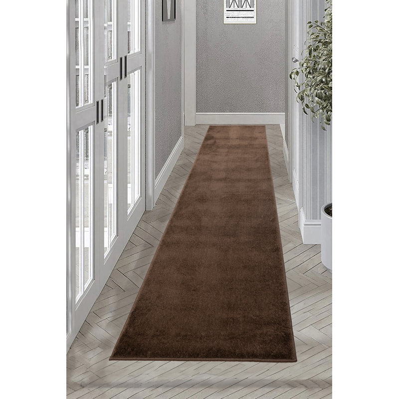 Tapis beige foncé Schulter, taille personnalisée par pieds, Tapis de couloir 2 pi 2 po x 11 pi