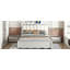 Lit plateforme avec rangement en bois avec 2 grands tiroirs, lit double de taille XL, ensemble de prises et ports USB