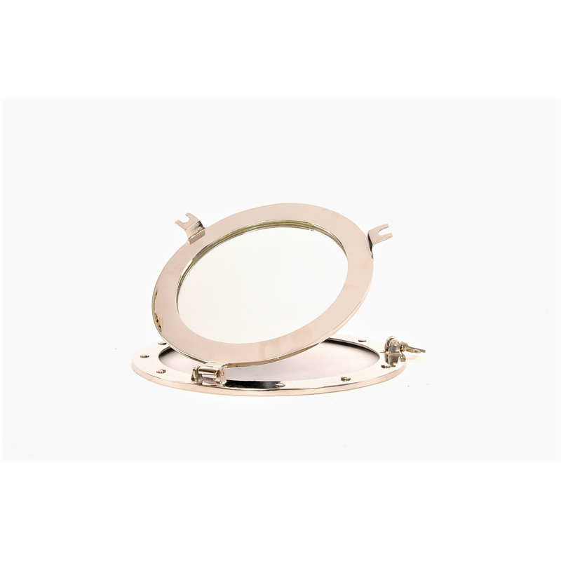 Miroir décoratif rond 12 po en laiton et argenté Tiverton