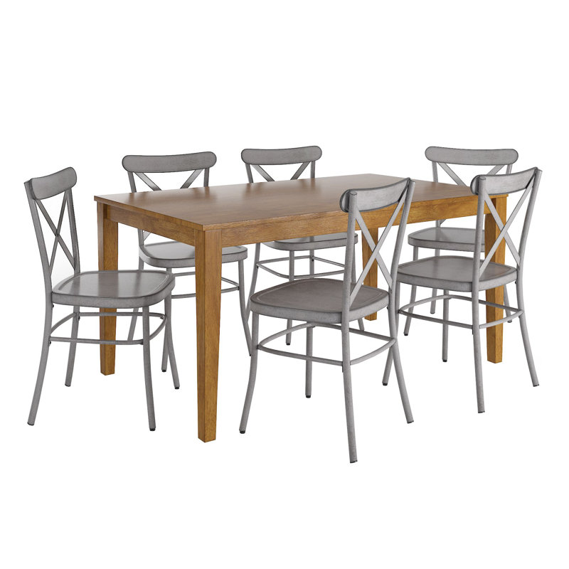 Aliha 6 - Person Solid Wood Top Four Leg Dining Set, Antique Gray
