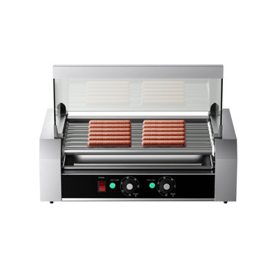 Envelor Hot Dog Roller Machine 7 Roller, 900W Electric Hot Dog Grill with Dual Temperature Control, Non-Stick Stainless Steel Commercial Hot Dog Cooker for Home and Concession