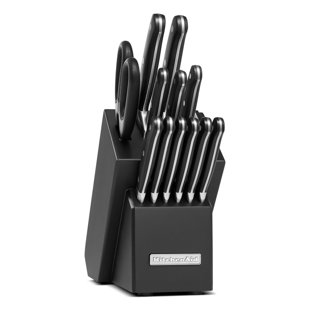 KitchenAid Gourmet Forged Knife Block Set with Built-in Knife Sharpener