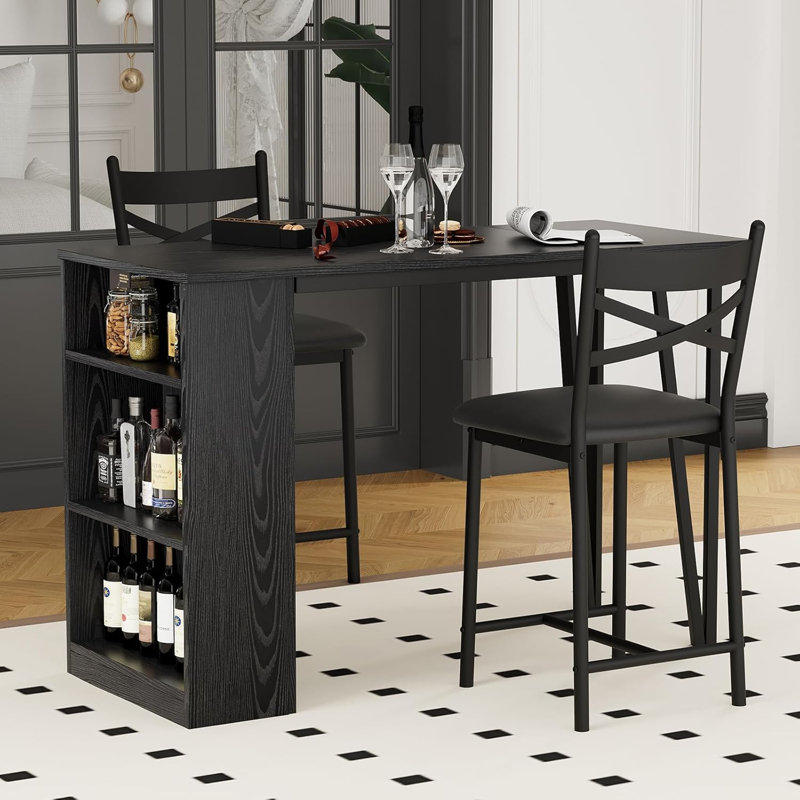 Ensemble de table de salle à manger 55,1 "pour 4 personnes avec bancs, Noir
