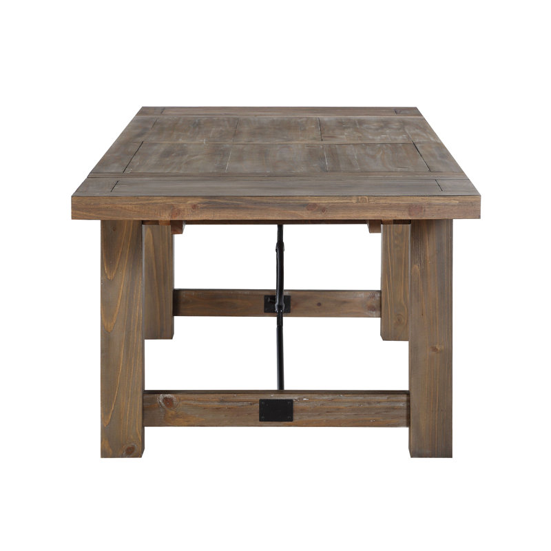 Amesfield Extendable Pine Rectangular Solid Wood Top with Solid Wood Base Dining Table
